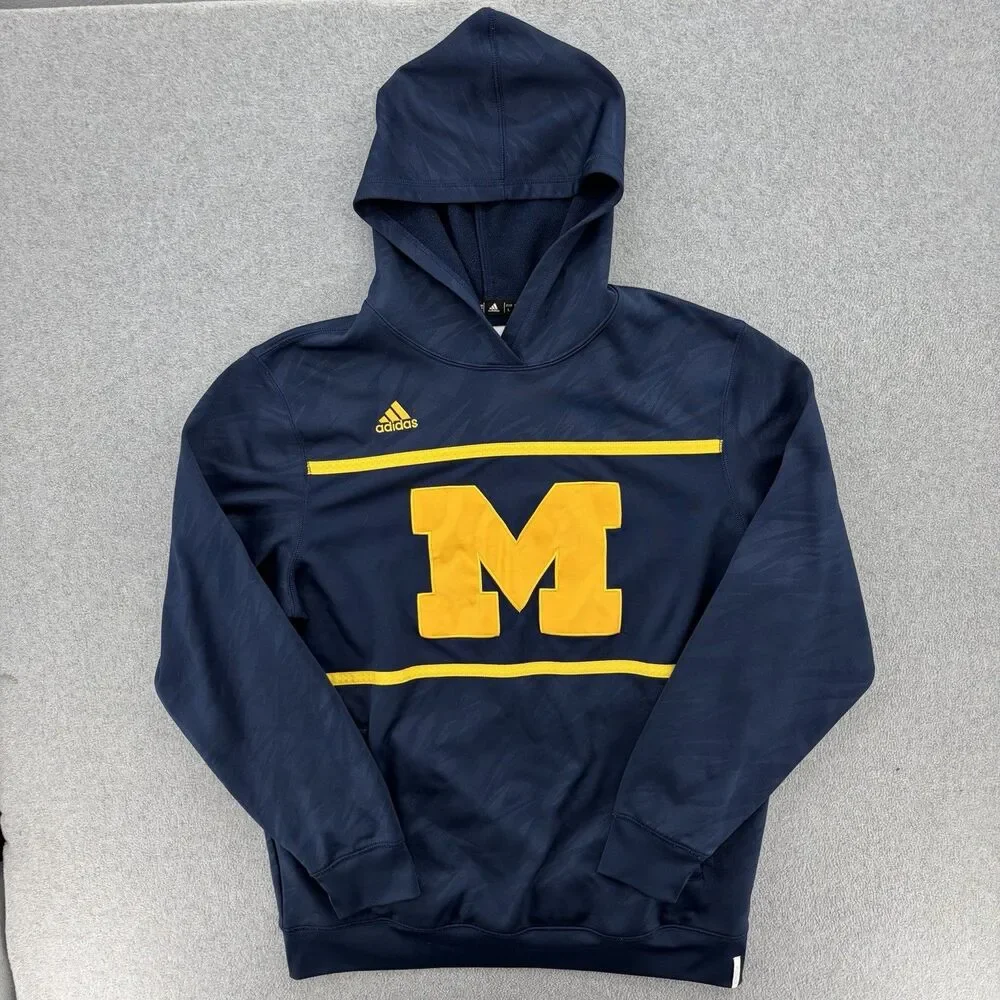 Adidas Michigan Wolverines ClimaWarm Team Issued Hoodie Navy Large NCAA Football